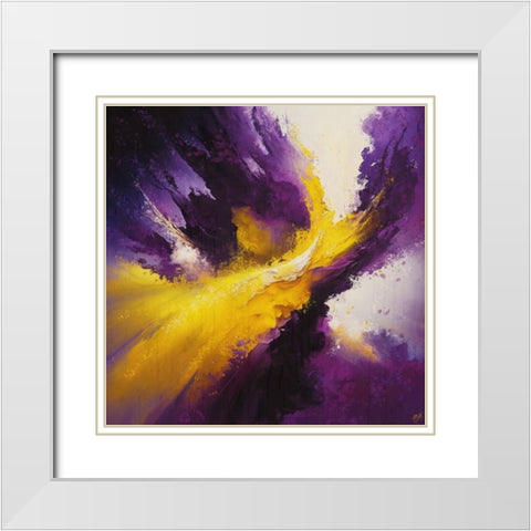 Abstract Yellow Purple White Modern Wood Framed Art Print with Double Matting by Wiley, Marta