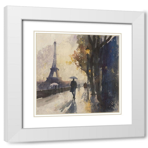 Paris Nights I White Modern Wood Framed Art Print with Double Matting by Wiley, Marta