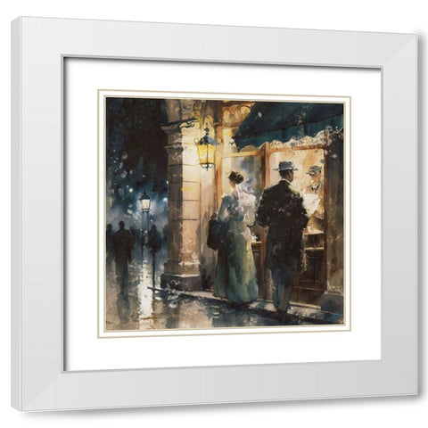 Paris Nights II White Modern Wood Framed Art Print with Double Matting by Wiley, Marta