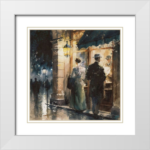 Paris Nights II White Modern Wood Framed Art Print with Double Matting by Wiley, Marta