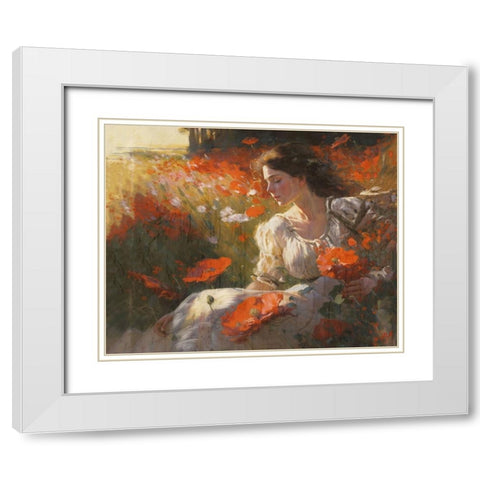 Poppies II White Modern Wood Framed Art Print with Double Matting by Wiley, Marta