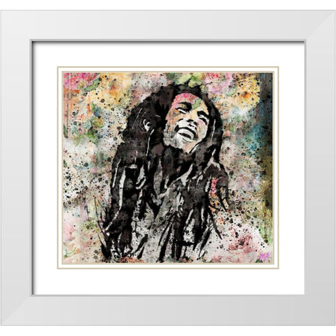 Bob Marley I White Modern Wood Framed Art Print with Double Matting by Wiley, Marta