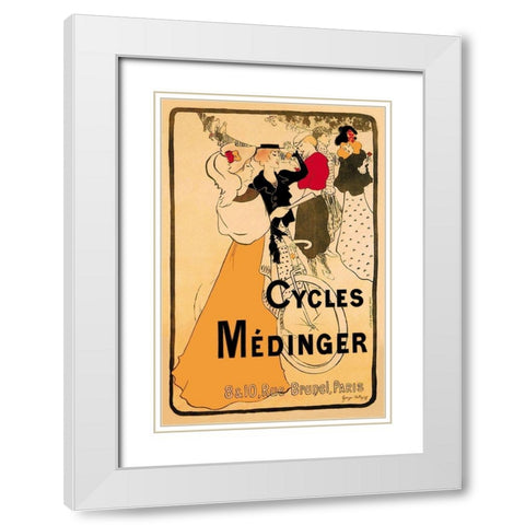 Cycles Medinger, 1897 White Modern Wood Framed Art Print with Double Matting by Bottini, Georges-Alfred