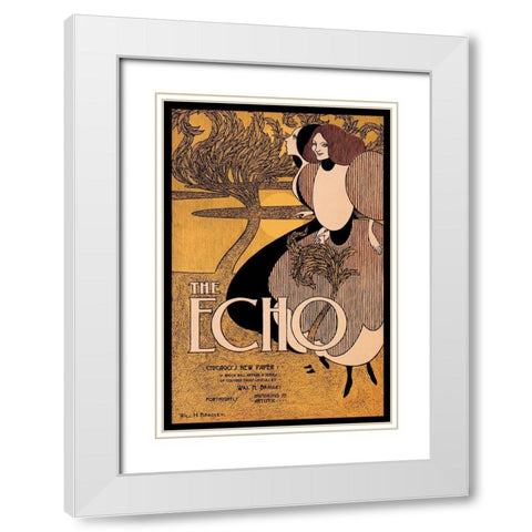 The Echo, 1895 White Modern Wood Framed Art Print with Double Matting by Bradley, William H.