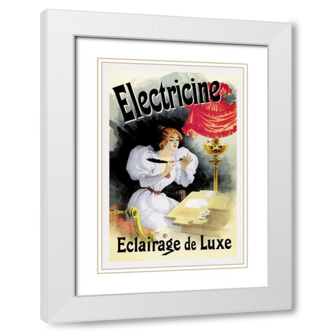 Electricine - Eclairage de Luxe White Modern Wood Framed Art Print with Double Matting by Cheret, Jules