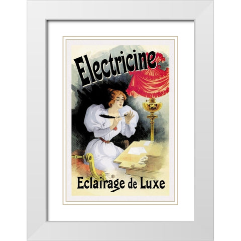 Electricine - Eclairage de Luxe White Modern Wood Framed Art Print with Double Matting by Cheret, Jules
