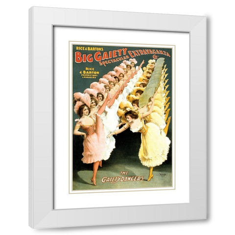 The Gaiety Dancers, 1900 White Modern Wood Framed Art Print with Double Matting by Courier Litho Company