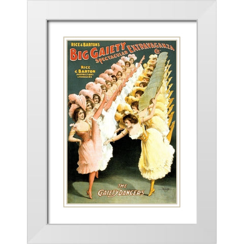 The Gaiety Dancers, 1900 White Modern Wood Framed Art Print with Double Matting by Courier Litho Company