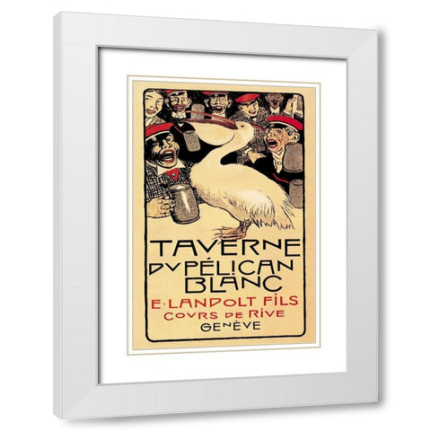 Taverne du Pelican Blanc, 1893 White Modern Wood Framed Art Print with Double Matting by Forestier, Henry-Claudius