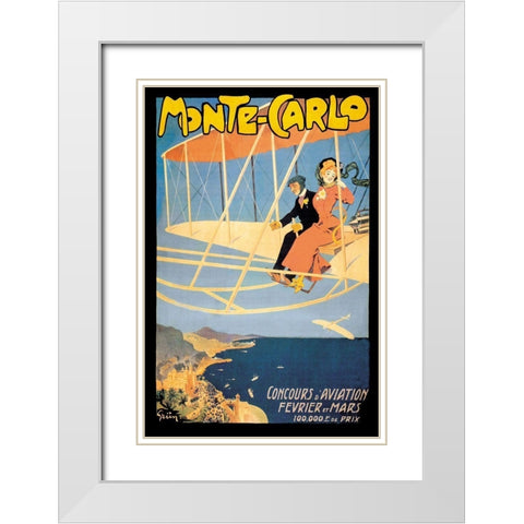 Monte Carlo Concours dAviation, 1910 White Modern Wood Framed Art Print with Double Matting by Grun, Jules Alexandre