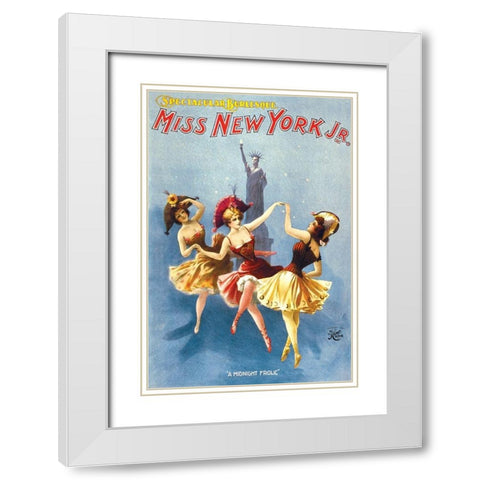 Miss New York Jr. Burlesque, 1897 White Modern Wood Framed Art Print with Double Matting by H.C. Miner Litho Co.