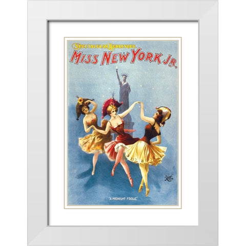 Miss New York Jr. Burlesque, 1897 White Modern Wood Framed Art Print with Double Matting by H.C. Miner Litho Co.