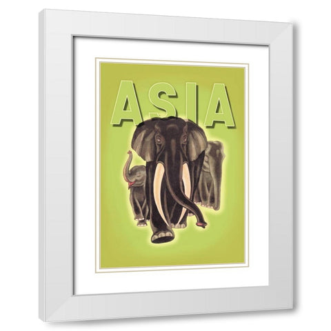 Indian Elephants, 1934 White Modern Wood Framed Art Print with Double Matting by Harrer, Robert