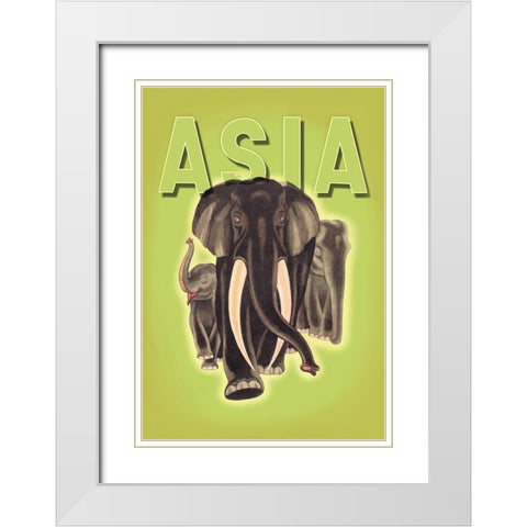 Indian Elephants, 1934 White Modern Wood Framed Art Print with Double Matting by Harrer, Robert