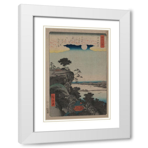 Autumn moon at Ishiyama (Ishiyama no shugestu), 1857 White Modern Wood Framed Art Print with Double Matting by Hiroshige, Ando
