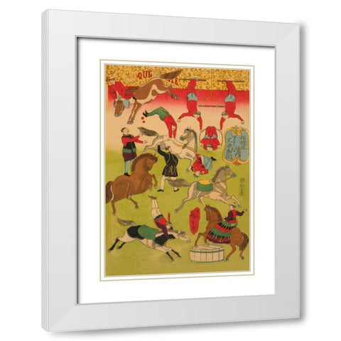 Big French circus on the grounds of Shokonsha (Yasukuni) shrine (Shokonsha keidai Furansu okyokuba [ White Modern Wood Framed Art Print with Double Matting by Hiroshige, Utagawa