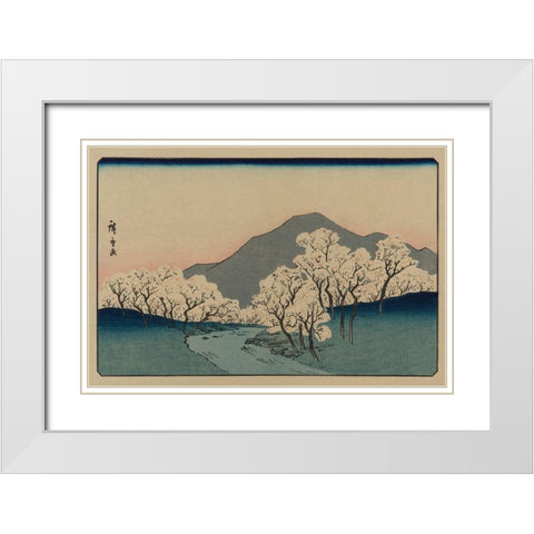 A Grove of Cherry Trees (Sakura namiki zu), 1900 White Modern Wood Framed Art Print with Double Matting by Hiroshige, Ando