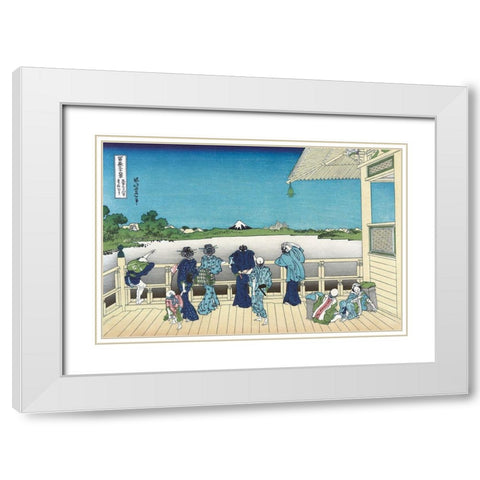 Sazai Hall - 500 Rakanji Temple, 1830 White Modern Wood Framed Art Print with Double Matting by Hokusai