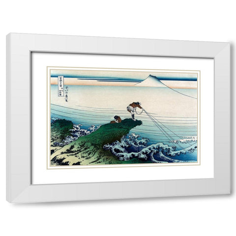 Kajikazawa in Kai Province, 1830 White Modern Wood Framed Art Print with Double Matting by Hokusai