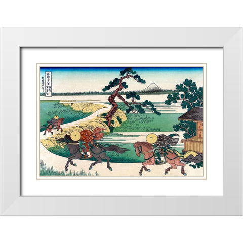 Village of Sekiya at Sumida River, 1830 White Modern Wood Framed Art Print with Double Matting by Hokusai