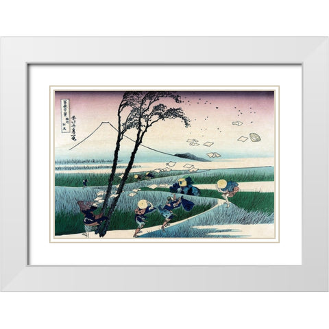 Ejiri in Suruga Province, 1830 White Modern Wood Framed Art Print with Double Matting by Hokusai