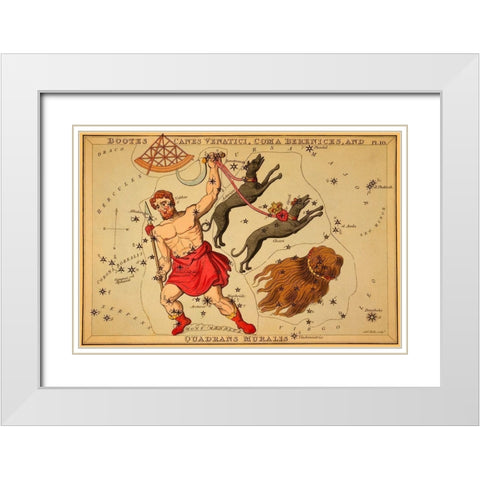 Bootes Canes Venatici, Coma Berenices, and Quadrans Muralis, 1825 White Modern Wood Framed Art Print with Double Matting by Aspin, Jehoshaphat
