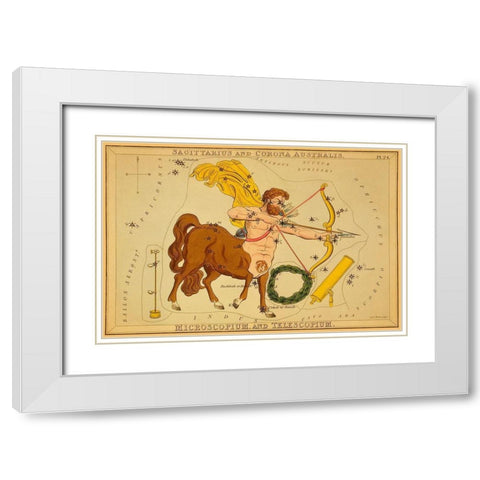 Sagittarius and Corona Australis, Microscopium, and Telescopium, 1825 White Modern Wood Framed Art Print with Double Matting by Aspin, Jehoshaphat