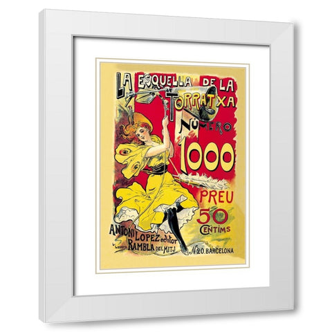 La Esquella de la Torratxa, 1898 White Modern Wood Framed Art Print with Double Matting by Labarta, L.