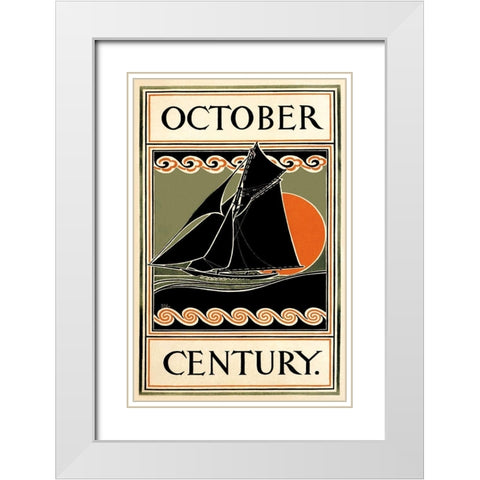 October Century White Modern Wood Framed Art Print with Double Matting by Lawrence, H.M.
