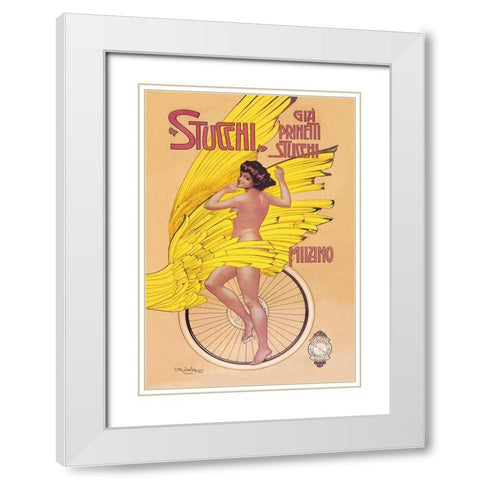 Stucchi Bicycles White Modern Wood Framed Art Print with Double Matting by Malerba, Gian Emilio
