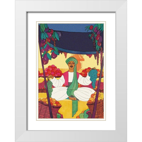 Afghanistan - The Bazaar Fruit-Seller, 1925 White Modern Wood Framed Art Print with Double Matting by McIntosh, Frank