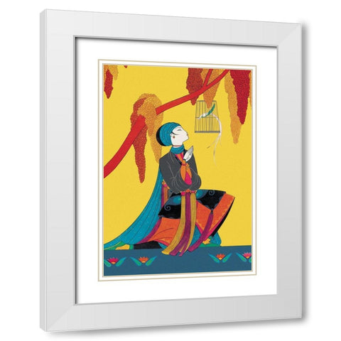 The Talking Bird, 1926 White Modern Wood Framed Art Print with Double Matting by McIntosh, Frank