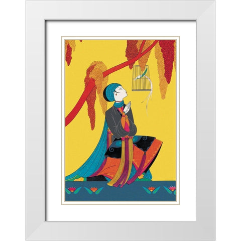 The Talking Bird, 1926 White Modern Wood Framed Art Print with Double Matting by McIntosh, Frank