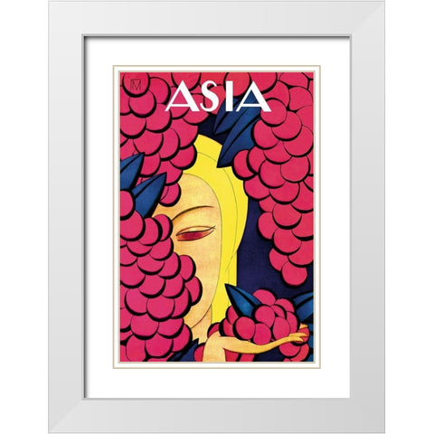 Persian Low Hanging Grapes with Title, 1926 White Modern Wood Framed Art Print with Double Matting by McIntosh, Frank