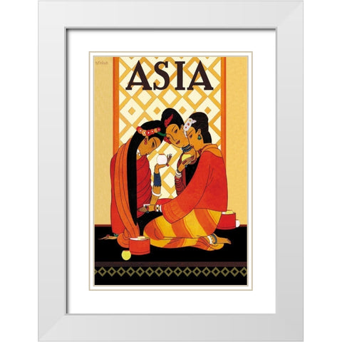 Burm Gossip with Title, 1926 White Modern Wood Framed Art Print with Double Matting by McIntosh, Frank