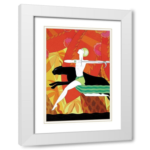 Mowgli and the Black Panther, 1926 White Modern Wood Framed Art Print with Double Matting by McIntosh, Frank