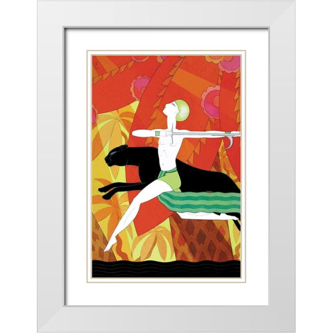 Mowgli and the Black Panther, 1926 White Modern Wood Framed Art Print with Double Matting by McIntosh, Frank