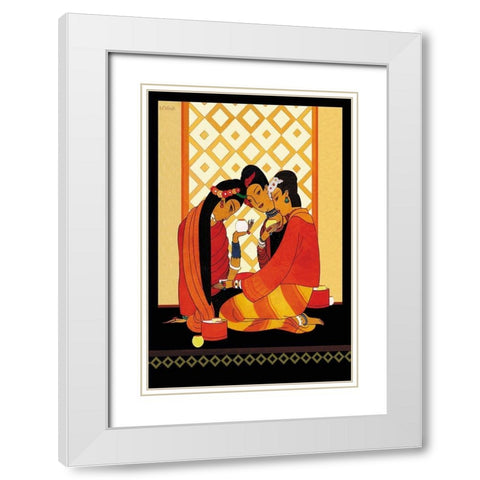 Burma-Gossip, 1926 White Modern Wood Framed Art Print with Double Matting by McIntosh, Frank