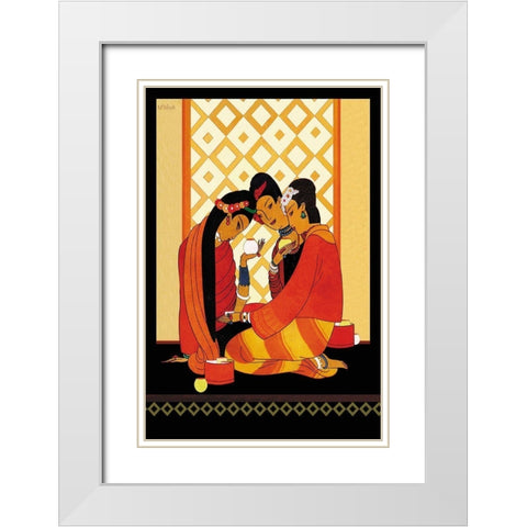 Burma-Gossip, 1926 White Modern Wood Framed Art Print with Double Matting by McIntosh, Frank