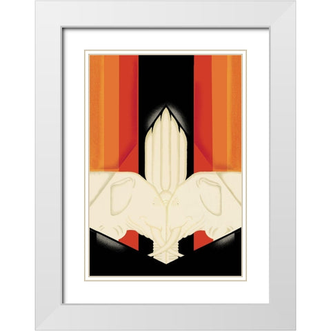 The Ivory Elephants, 1927 White Modern Wood Framed Art Print with Double Matting by McIntosh, Frank
