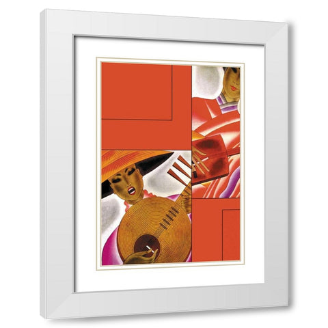 Japanese Instrument Player, 1931 White Modern Wood Framed Art Print with Double Matting by McIntosh, Frank