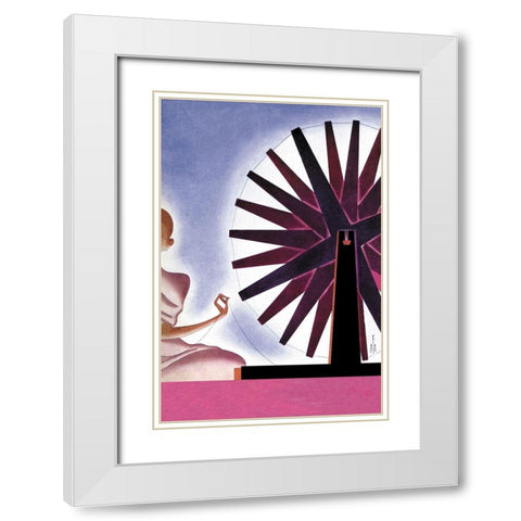 Indias Symbolic Wheel, 1932 White Modern Wood Framed Art Print with Double Matting by McIntosh, Frank