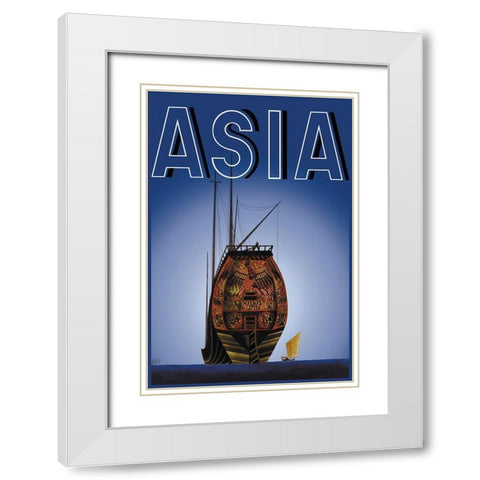 Chinese Junks with Title, 1934 White Modern Wood Framed Art Print with Double Matting by McIntosh, Frank