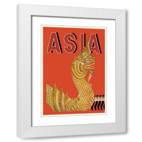 Dragon Temple of Siam with Title, 1934 White Modern Wood Framed Art Print with Double Matting by McIntosh, Frank