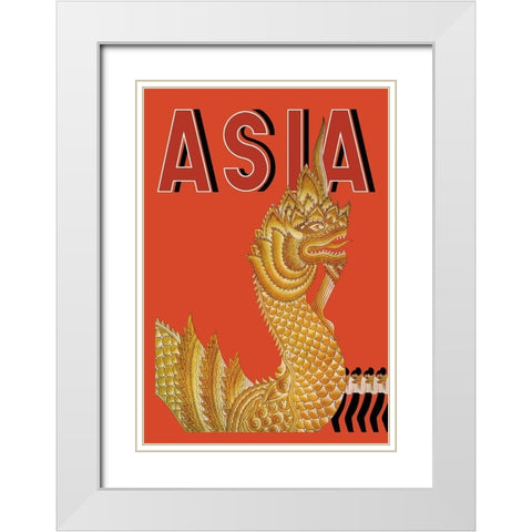 Dragon Temple of Siam with Title, 1934 White Modern Wood Framed Art Print with Double Matting by McIntosh, Frank
