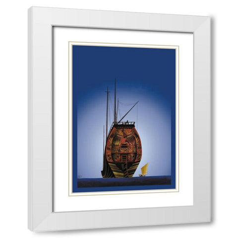 Chinese Junks, 1934 White Modern Wood Framed Art Print with Double Matting by McIntosh, Frank