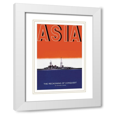 Defender of the Seas with Title, 1935 White Modern Wood Framed Art Print with Double Matting by McIntosh, Frank