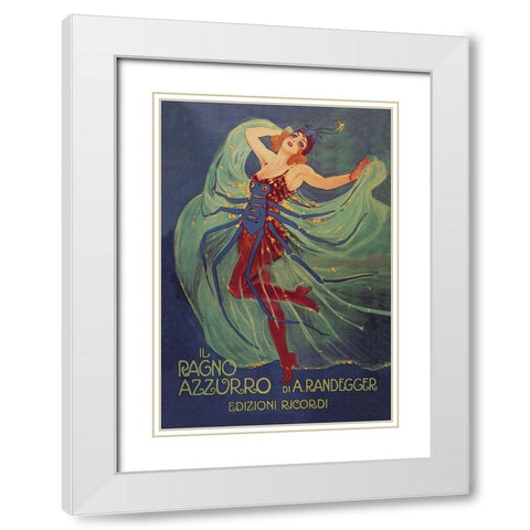 Il Ragno Azzurro (The Blue Spider), 1912 White Modern Wood Framed Art Print with Double Matting by Metlicovitz, Leopoldo