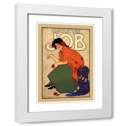 Cigarettes Job White Modern Wood Framed Art Print with Double Matting by Mucha, Alphonse