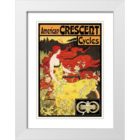 American Crescent Cycles, 1901 White Modern Wood Framed Art Print with Double Matting by Ramsdell, Fred